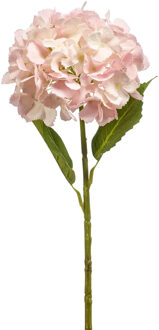Emerald Kunstbloem Hortensia tak - 52 cm - licht roze - Real Touch - hydrangea - kunst zijdebloemen