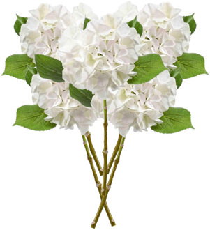 Emerald Kunstbloem Hortensia tak - 5x - Challenge - 47 cm - wit - kunst zijdebloem - Hydrangea