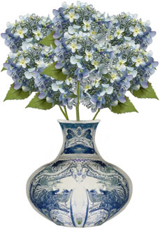 Emerald Kunstbloem Hortensia tak - 8x - 50 cm - licht blauw - kunst zijdebloem - Hydrangea - decoratie bloem