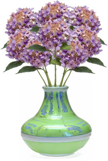 Emerald Kunstbloem Hortensia tak - 8x - 50 cm - paars - kunst zijdebloem - Hydrangea - decoratie bloem