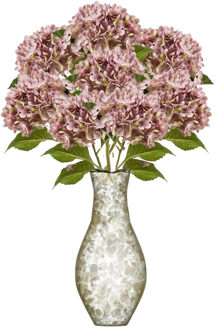 Emerald Kunstbloem Hortensia tak - 8x - Annabelle - 52 cm - paars - Kunst zijdebloem - Hydrangea