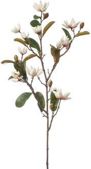 Emerald Kunstbloem Magnolia Pearl tak - 87 cm - creme/roze - Kunst zijdebloemen - Kunstbloemen