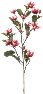 Emerald Kunstbloem Magnolia Pearl tak - 87 cm - fuchsia - Kunst zijdebloemen - Kunstbloemen Roze