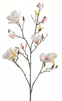 Emerald Kunstbloem Magnolia tak - 105 cm - creme wit/roze - Kunst zijdebloemen