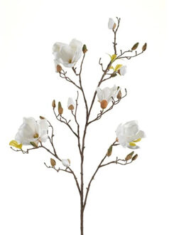 Emerald Kunstbloem Magnolia tak - 105 cm - wit/creme - Kunst zijdebloemen