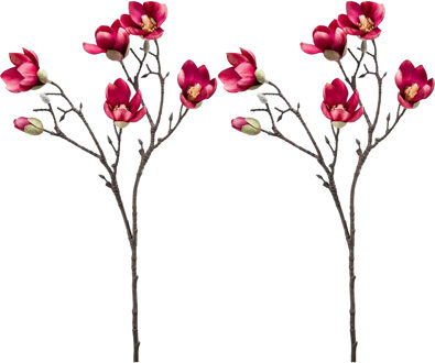 Emerald Kunstbloem Magnolia tak - 2x - 65 cm - dieproze - Kunst zijdebloemen