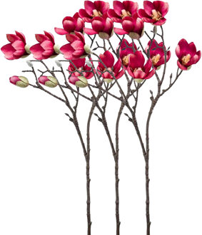 Emerald Kunstbloem Magnolia tak - 3x - 65 cm - dieproze - Kunst zijdebloemen