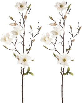 Emerald Kunstbloem Magnolia tak - 3x - 75 cm - creme - Kunst zijdebloemen