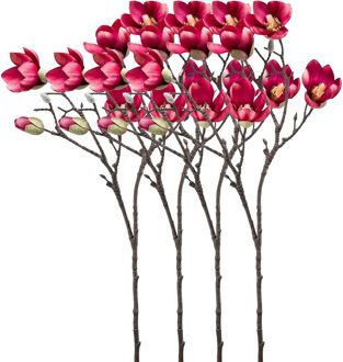 Emerald Kunstbloem Magnolia tak - 4x - 65 cm - dieproze - Kunst zijdebloemen