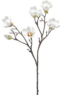 Emerald Kunstbloem Magnolia tak - 65 cm - creme wit - Kunst zijdebloemen