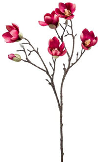 Emerald Kunstbloem Magnolia tak - 65 cm - dieproze - Kunst zijdebloemen Donkerroze