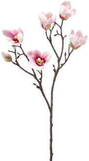 Emerald Kunstbloem Magnolia tak - 65 cm - lichtroze - Kunst zijdebloemen