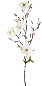 Emerald Kunstbloem Magnolia tak - 75 cm - creme - Kunst zijdebloemen - Kunstbloemen Crème