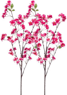 Emerald Kunstbloem Pruimen bloesem - 2x - 88 cm - donker roze - Kunst zijdebloemen