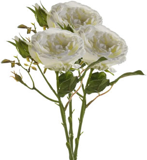 Emerald Kunstbloem roos Anne - 3x - creme - 37 cm - decoratie bloemen