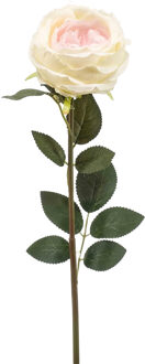 Emerald Kunstbloem roos Joelle - creme wit - 65 cm - decoratie bloemen