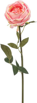 Emerald Kunstbloem roos Joelle - lichtroze - 65 cm - decoratie bloemen