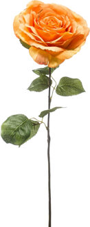 Emerald Kunstbloem Roos Laurie tak - 57 cm - oranje - Kunst zijdebloemen - Kunstbloemen