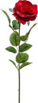 Emerald Kunstbloem roos Marleen - rood - 63 cm - decoratie bloemen