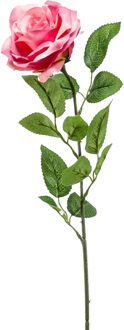Emerald Kunstbloem roos Marleen - roze - 63 cm - decoratie bloemen