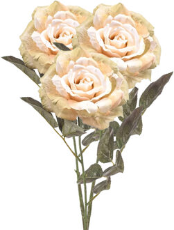 Emerald Kunstbloem roos Pascal - 3x - wit - 65 cm - decoratie bloemen