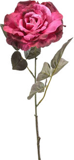 Emerald Kunstbloem roos Pascal - fuchsia roze - 65 cm - decoratie bloemen