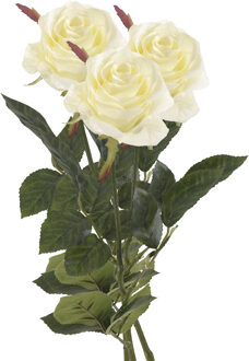 Emerald Kunstbloem roos Simone - 3x - wit - 73 cm - decoratie bloemen