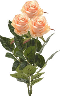 Emerald Kunstbloem roos Simone - 3x - zalm kleurig - 73 cm - decoratie bloemen