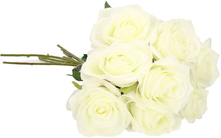 Emerald Kunstbloem roos Simone - 8x - wit - 45 cm - decoratie bloemen