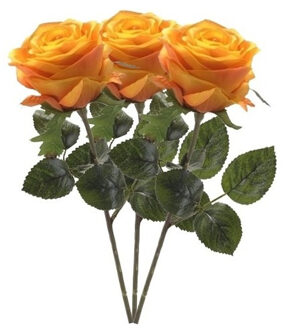 Emerald Kunstbloem roos Simone - geel/oranje - 45 cm - decoratie bloemen