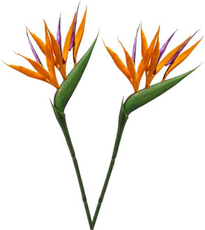 Emerald Kunstbloem Strelitzia - 2x - 65 cm - losse tak - kunst zijdebloem - Paradijsvogelplant - decoratie