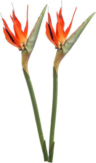 Emerald Kunstbloem Strelitzia - 2x - 85 cm - losse tak - kunst zijdebloem - Paradijsvogelplant - decoratie
