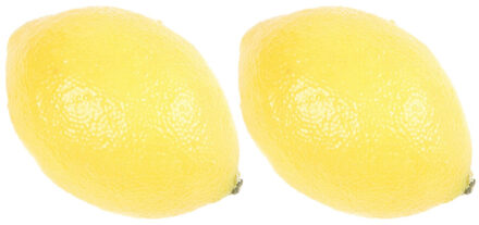 Emerald Kunstfruit - 3x stuks - citroen - verzwaard - geel - 8 cm - kunststof decoratie