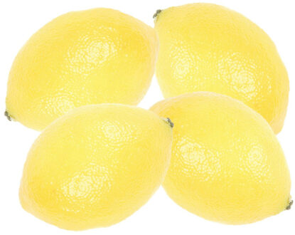 Emerald Kunstfruit - Set van 4x stuks - citroen - verzwaard - geel - 8 cm - kunststof decoratie