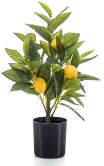 Emerald Kunstplant citrusfruit citroen boom in binnenpot - 40 cm - geel