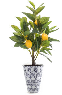 Emerald Kunstplant citrusfruit citroen boom in pot - 40 cm - geel