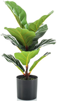 Emerald Kunstplant Ficus Lyrata - groen - 55 cm - in pot - Mooie decoratie kunstplanten voor binnen