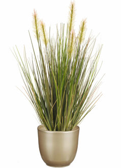 Emerald Kunstplant - groen gras 45 cm - goud glans bloempot - Kunstplanten Goudkleurig