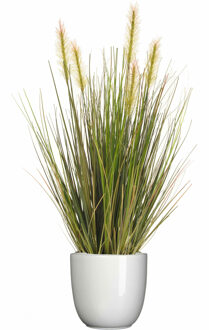 Emerald Kunstplant - groen gras 45 cm - wit glans bloempot - Kunstplanten