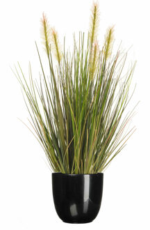 Emerald Kunstplant - groen gras 45 cm - zwart glans bloempot - Kunstplanten