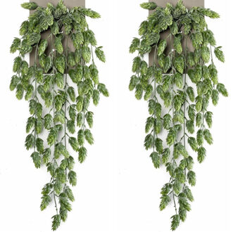 Emerald kunstplant/hangplant - 2x - Hop - groen - 70 cm lang - Kunstplanten