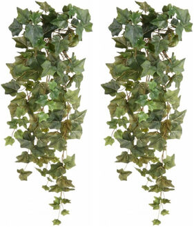Emerald kunstplant/hangplant - 2x - Klimop/hedera - groen - 70 cm lang