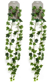 Emerald kunstplant/hangplant slinger - 2x - Klimop/hedera - groen - 180 cm lang