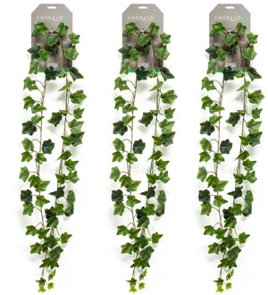 Emerald kunstplant/hangplant slinger - 3x - Klimop/hedera - groen - 180 cm lang