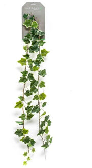 Emerald kunstplant/hangplant slinger - Klimop/hedera - groen/wit - 180 cm lang