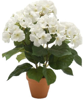 Emerald Kunstplant Hortensia - wit - 40 cm- Kunstplant met bloemen