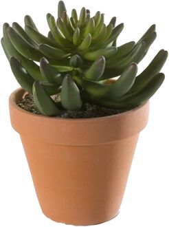 Emerald Kunstplant Sedum Rupestre - groen - in terracotta pot - 14 cm - Kunstplanten