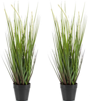 Emerald Kunstplant Siergras - Set van 2x stuks - groen - gras sprieten - 53 cm - kunstplanten