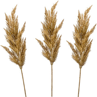 Emerald Pampasgras pluim losse steel/tak - 3x - lichtbruin - 92 cm - Decoratie kunst graspluimen
