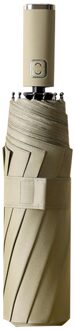 Emergency Reizen Draagbare Outdoor Camping Voor Regen Winddicht Waterdicht 10 Ribben Compact Lichtgewicht Automatische Opvouwbare Paraplu khaki